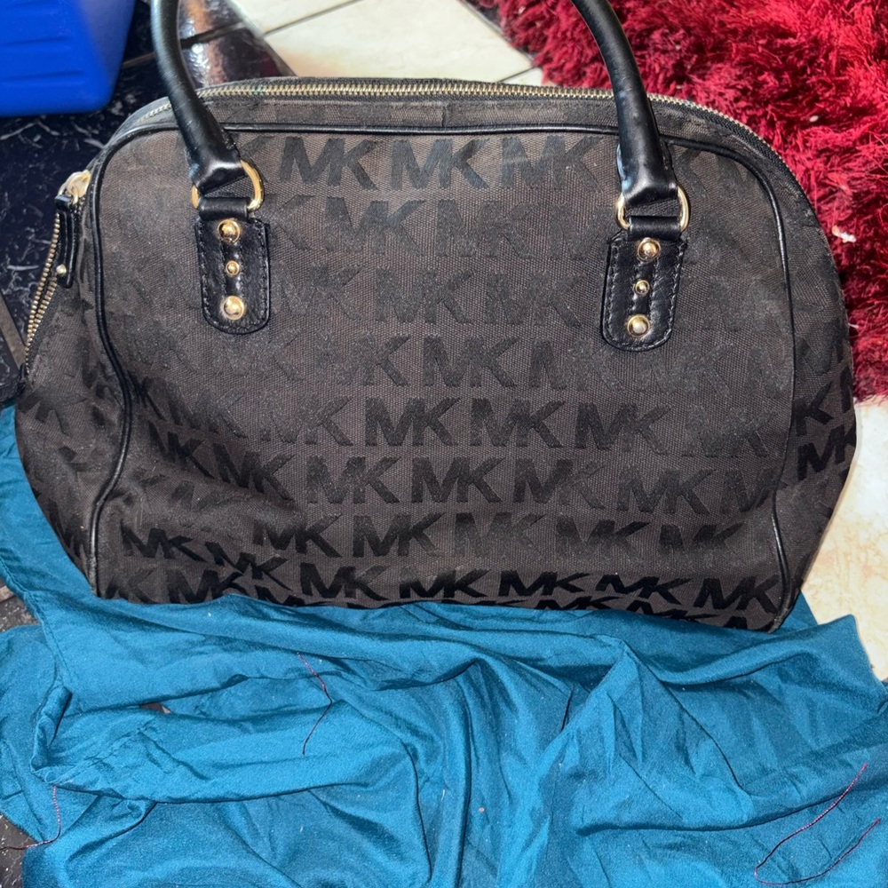 Michael Kors Black MK Monogram Satchel